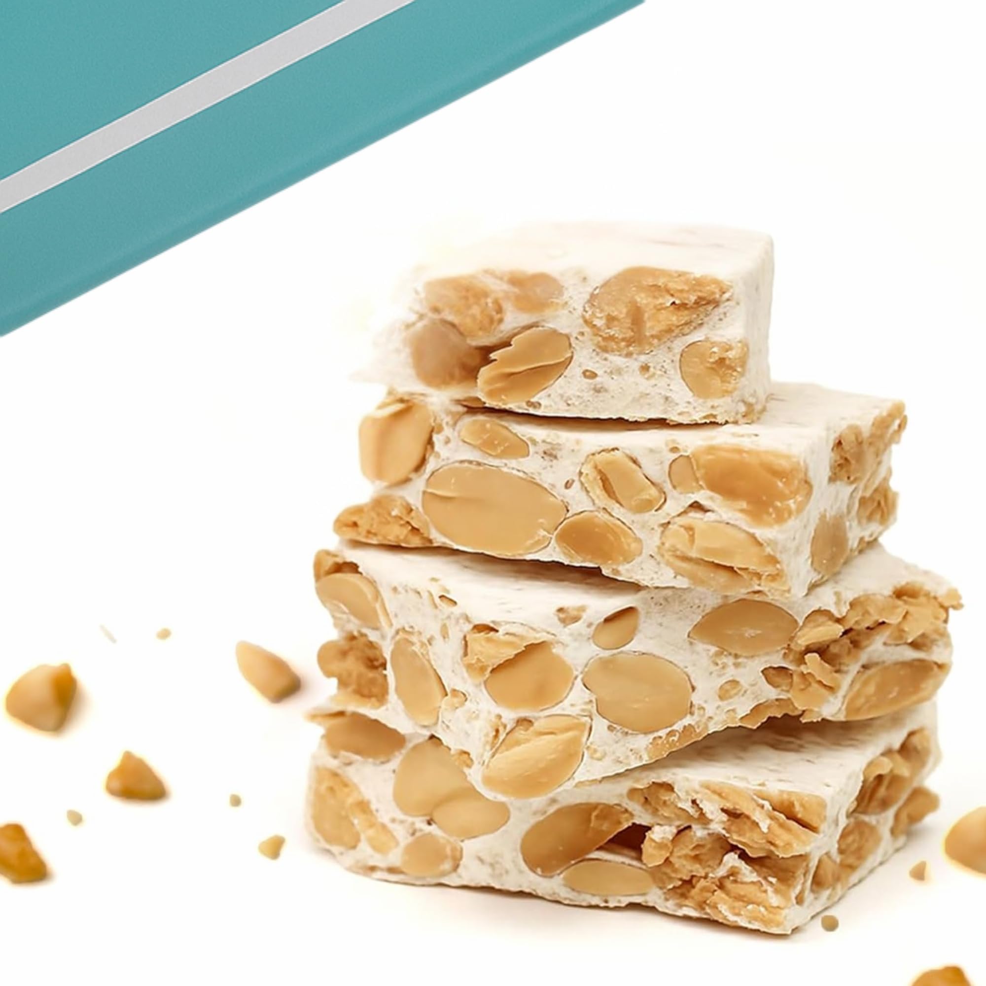 Andy Anand Sugar-Free Roasted Almond Soft Nougat Brittle 18 pcs Bite Size (7 oz) - Italian Torrone-Style Candy, Gluten-Free, Keto-Friendly Gourmet Gift Box for Diabetic-Friendly Lifestyles