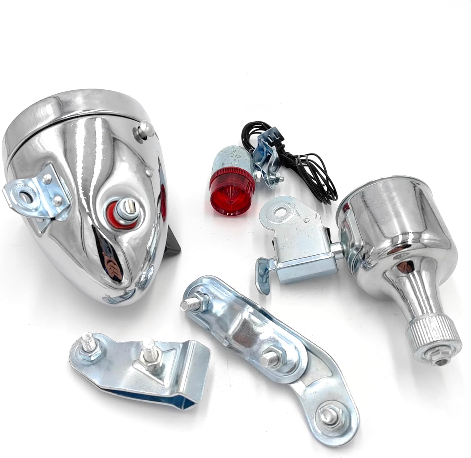 Replacement Parts Front Lamp Dynamo Easy Install Waterproof 12V 6W Metal Retro Universal Night Friction Generator Motorized Bike Headlight Kit Easy to Replace