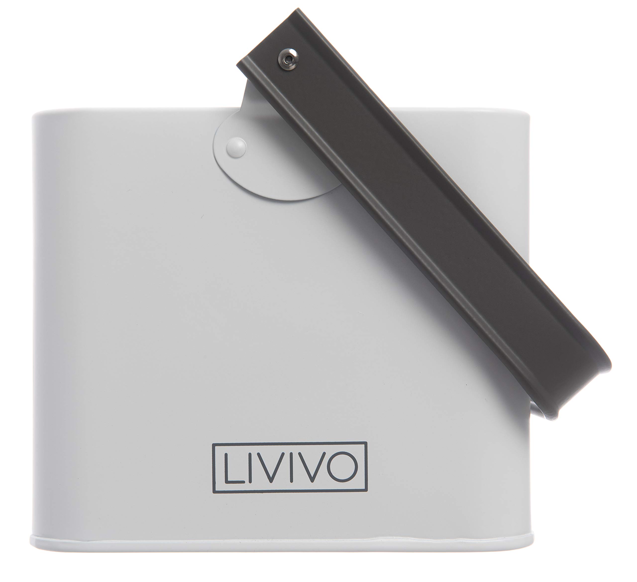 LIVIVO Metal Storage Box For Laundry Pegs - Waterproof Tin Box With Handle (Grey/White) 6 thumbnail image