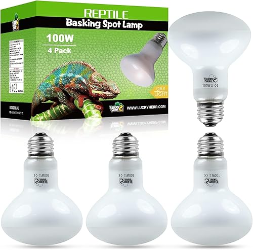 Miniatura 8 de LUCKY HERP Paquete de 4 bombillas de calor para reptiles de 50 W (2 generación), bombilla anfibia, bombilla de luz diurna de reptil para tortuga,