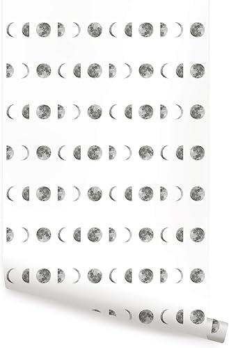 Simple Shapes Phases of The Moon - Papel tapiz autoadhesivo (hoja individual de 2 x 9 pies)