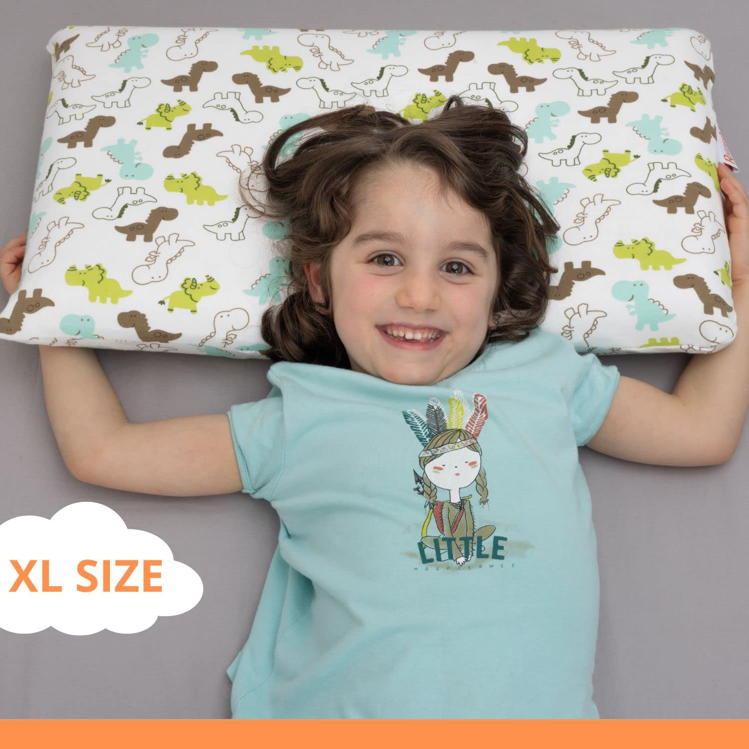 Cuscino viscoelastico per bambini e neonati, ipoallergenico e traspirante- Cuscino per bambini- Rivestimento lavabile in 100% cotone-OEKO-TEX- Da 1 a 10 anni XL (58x32x 5 o 7cm).