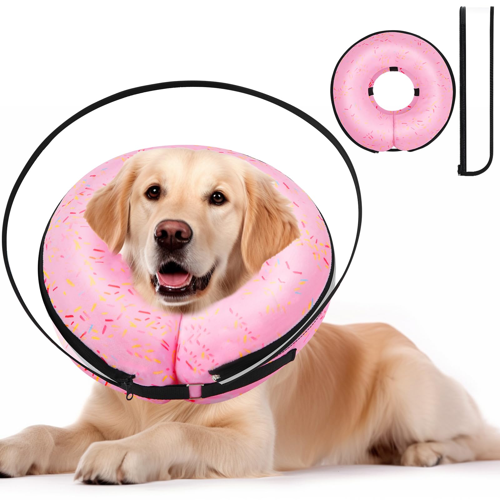 Inflatable Dog Cone Collar Alternative,Dog Collar After Surgery,Donut Pink