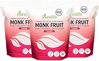 Durelife Monk Fruit Sweetener, Classic - White Sugar Substitute, Keto Diet Friendly, 1:1 Sugar Replacement, Zero Calorie, Classic White - 1 lb pack of 3 (Packaging May Vary)
