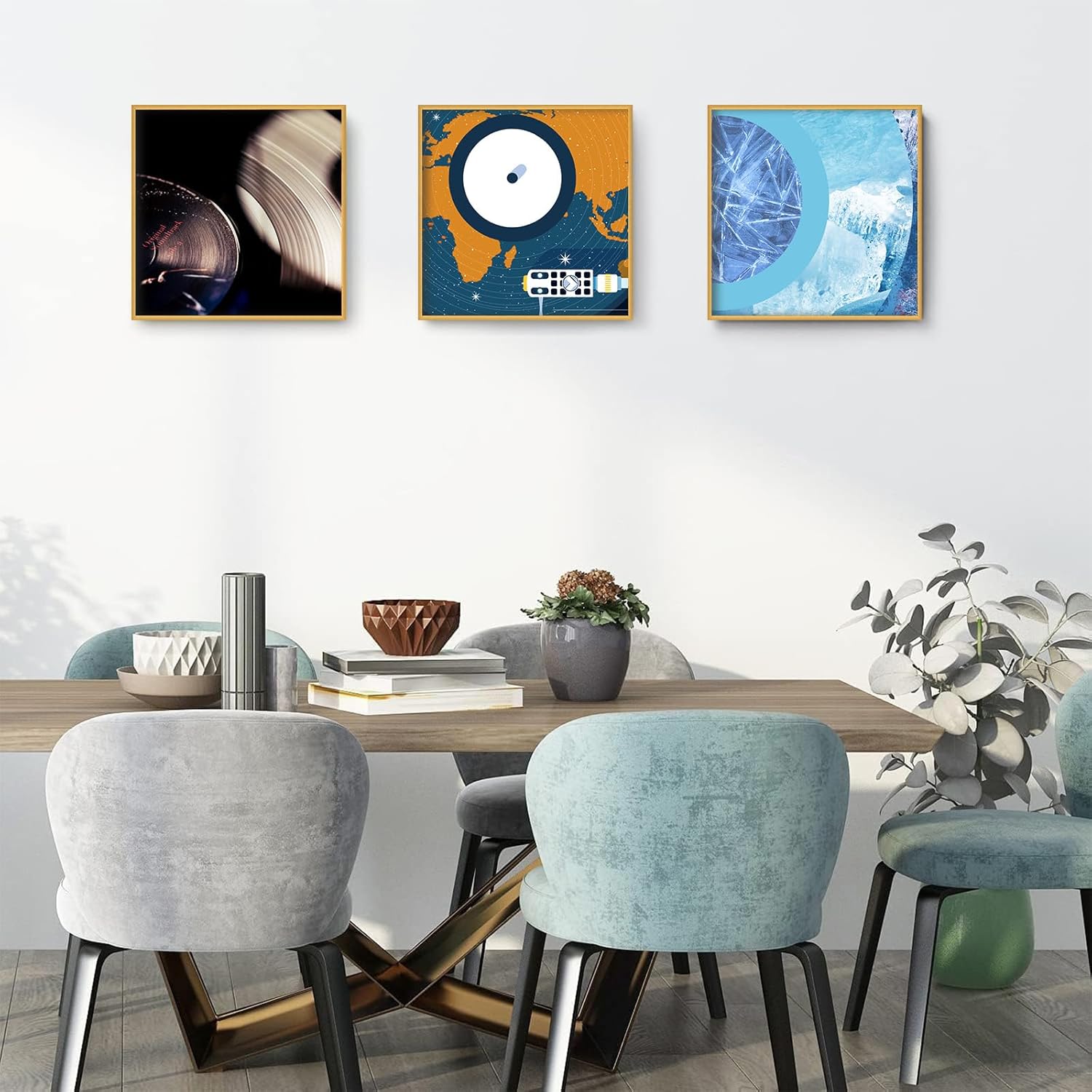 Golden State Art, Aluminum Album Frames Display 12.5x12.5 Vinyl Record, Brushed Metal Finish Records Frame for Wall, Acrylic Glass, for 12'' Album cover (2 Pack Bronze)