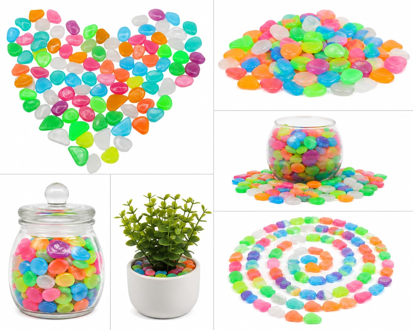 100 Pieces Glow Pebbles | Multicolor Decorative Luminous Stones for Aquarium, Garden & Vase Decoration-image-39
