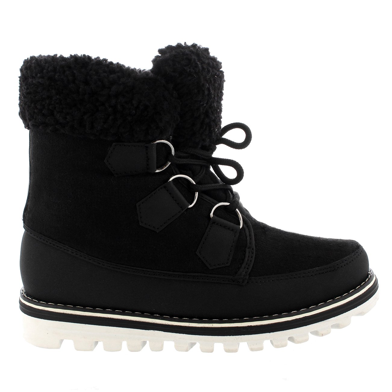 Polar Boot Womens Fleece Lined Snow Winter Waterproof Hiking Durable Ankle Boots - Black Textile - UK6/EU39 - YC0495