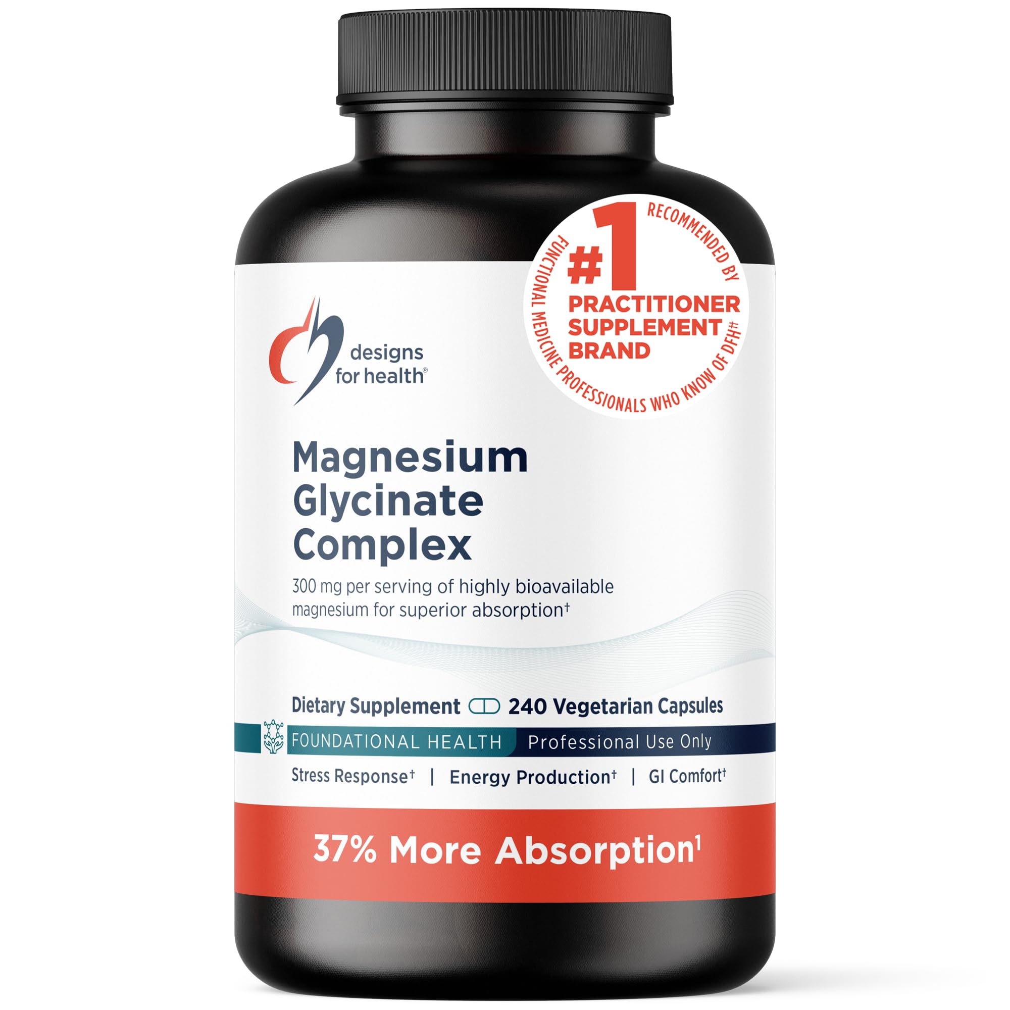 Designs for Health Magnesium Glycinate Complex - High Absorption, Patented Magnesium Complex - Promotes Calm Sleep, Energy, Bone & Heart Health, and Immune Support - Vegan, Gluten Free (240 Capsules)