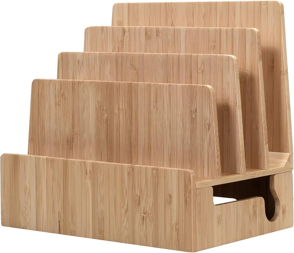 Bamboo Charging Station & Multi Device Organizer Slim Version for Smartphones, Tablets, and Laptops