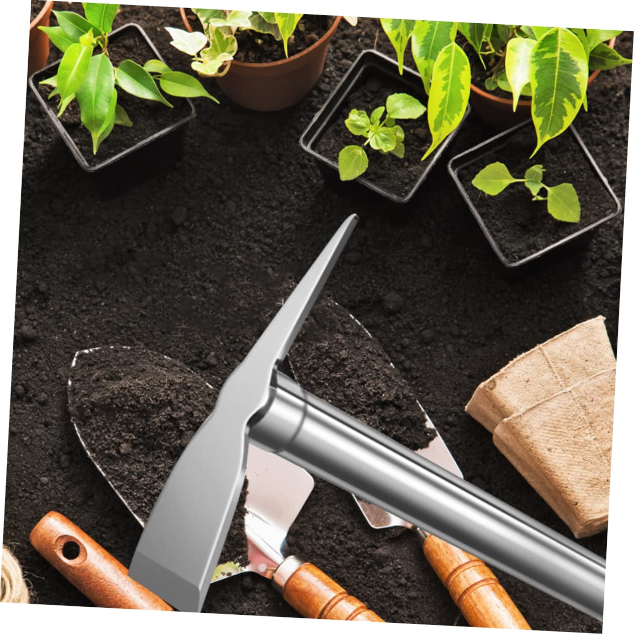 YARNOW Azada De Jardín Pequeña De Acero Inoxidable 39 Cm Para Cultivo y Deshierbe Huerto Doméstico, Herramienta Resistente Para Jardinería y Excavación Al Aire Libre