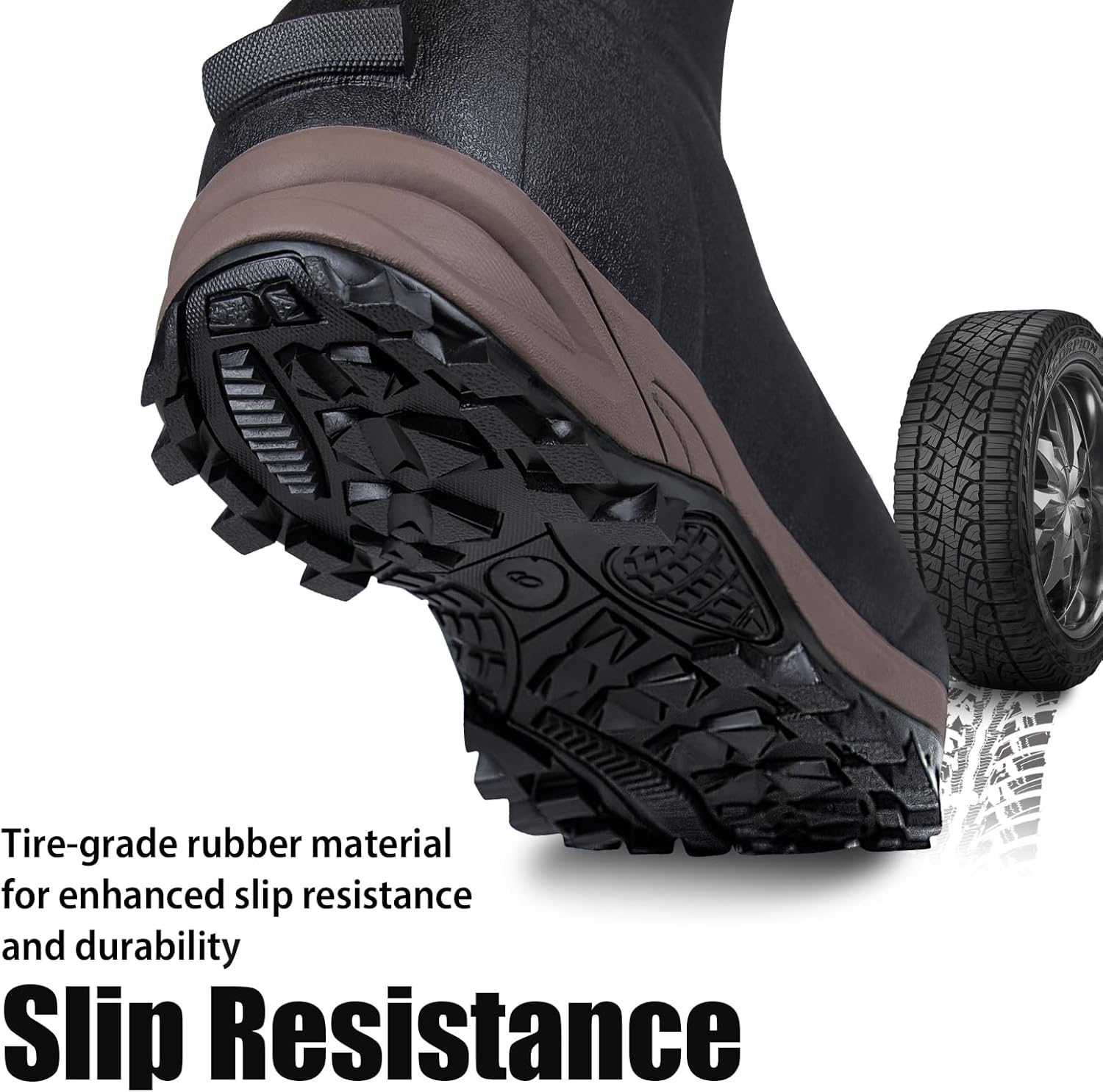 Hunthor Hunting Boots for Men, Waterproof Rubber Rain Boots with Steel Shank, 6mm Insulated Neoprene, Anti-Slip Sole for Hunting, Outdoor and Work - Image 2