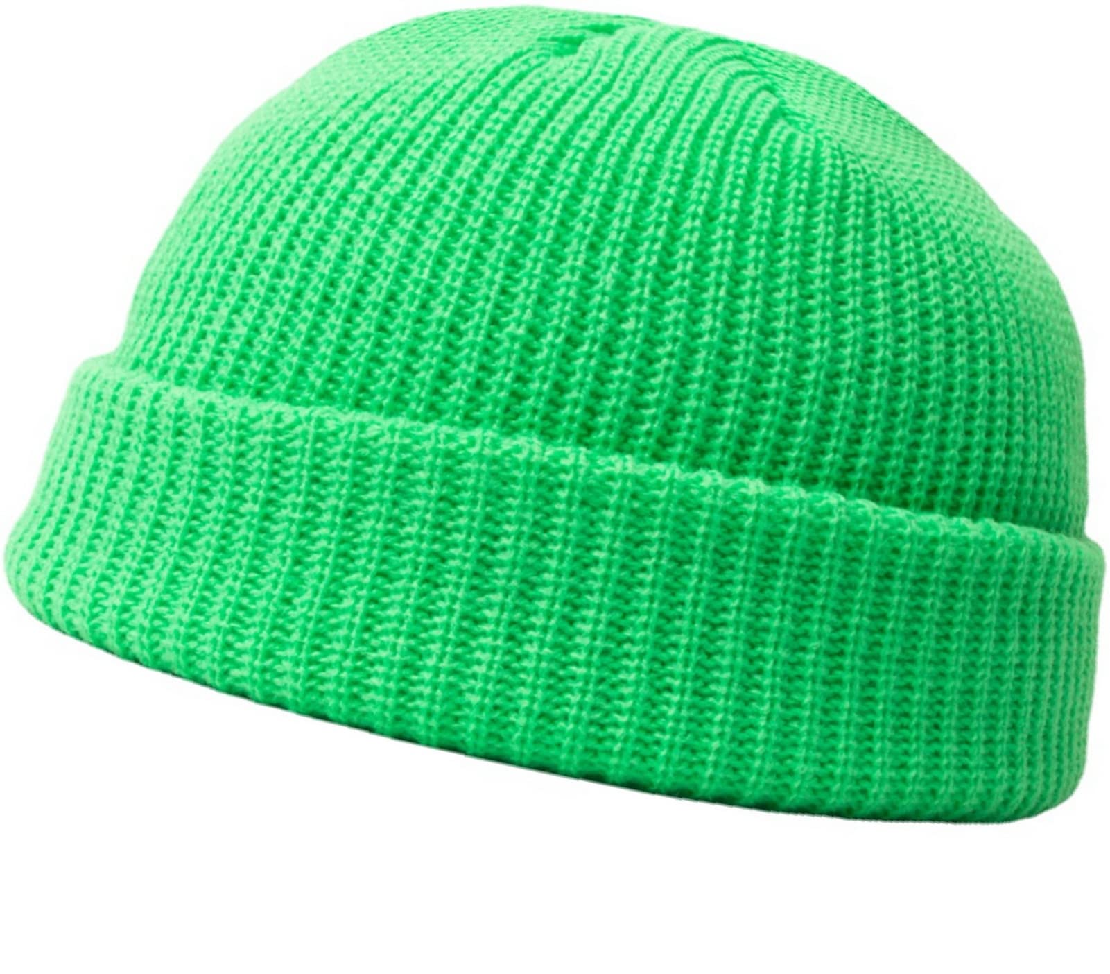 Faringoto Men's Fluorescent Green Beanie For Cuffed Plain Winter Skull Hat Unisex Brimless Hat