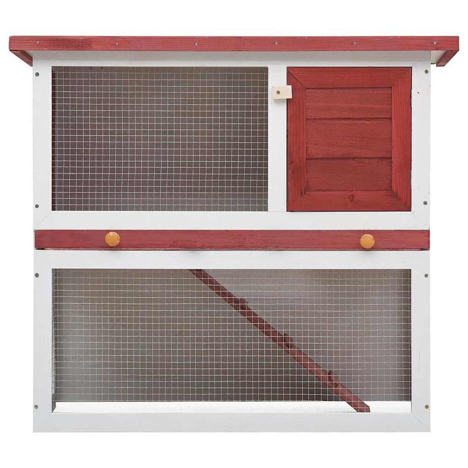 Homgoday Conejera de madera roja de 1 puerta para exteriores, conejera y corral, conejera de conejos, conejera de madera al aire libre, jaula para animales pequeños, jaula para mascotas, jaula para