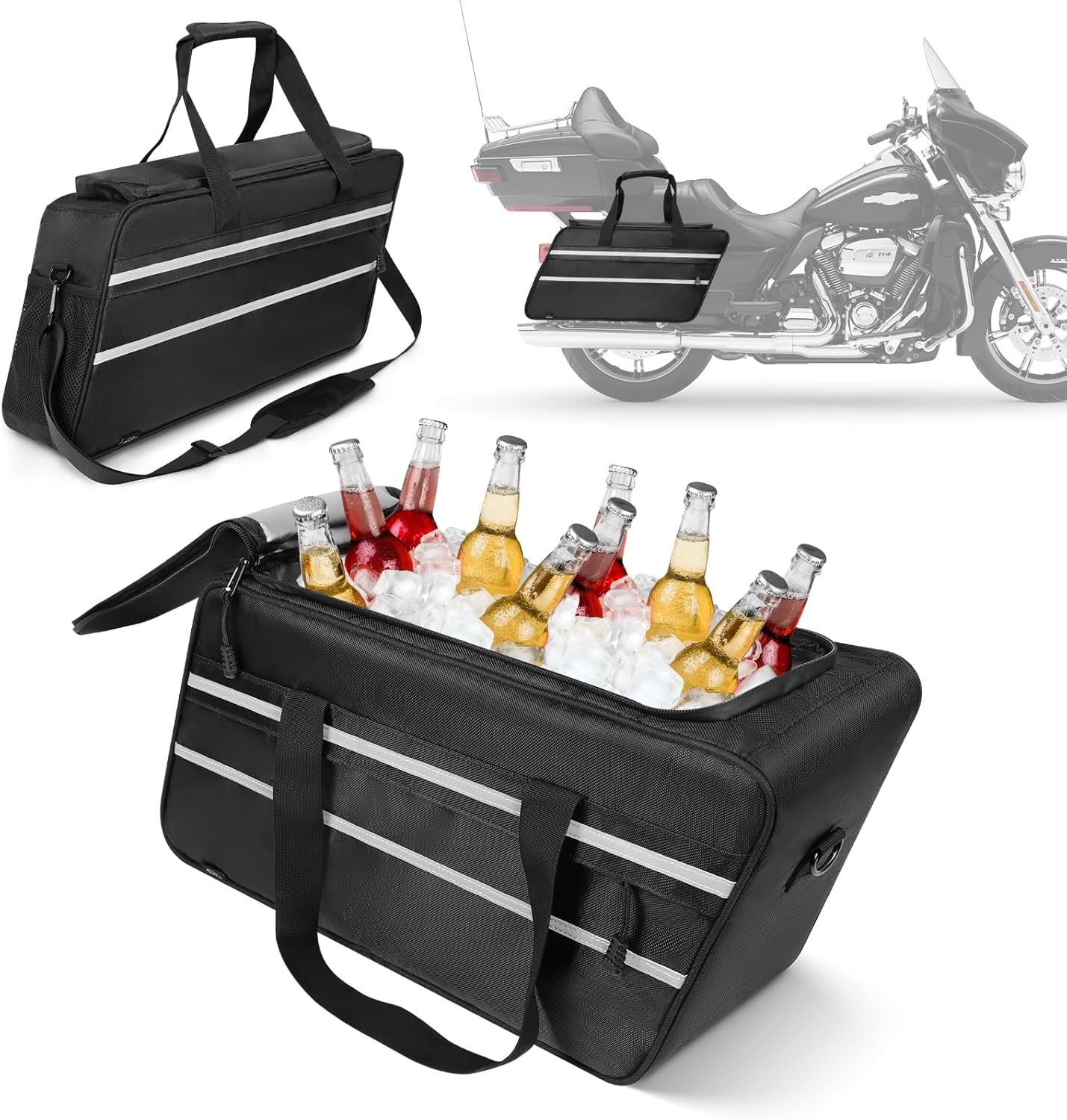 Motorcycle Saddlebag Cooler Liner Bag, Insulated Saddle Bag Compatible with 1993-2024 Harley Touring Electra Glide Road Glide Street Glide Road King with Detachable Shoulder Strap, 1 Bag