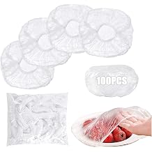 Pack of 100 Food Storage Bags Disposable Elastic Food Storage Covers Plastic Food Covers for Food Storage/Fruit Preservation/Shower Caps