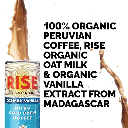 Miniatura 7 de RISE Brewing Co.  Café de infusión fría Nitro con leche de avena y vainilla, sin azúcar añadida y sin lácteos, orgánico y sin OMG  Baja acidez y