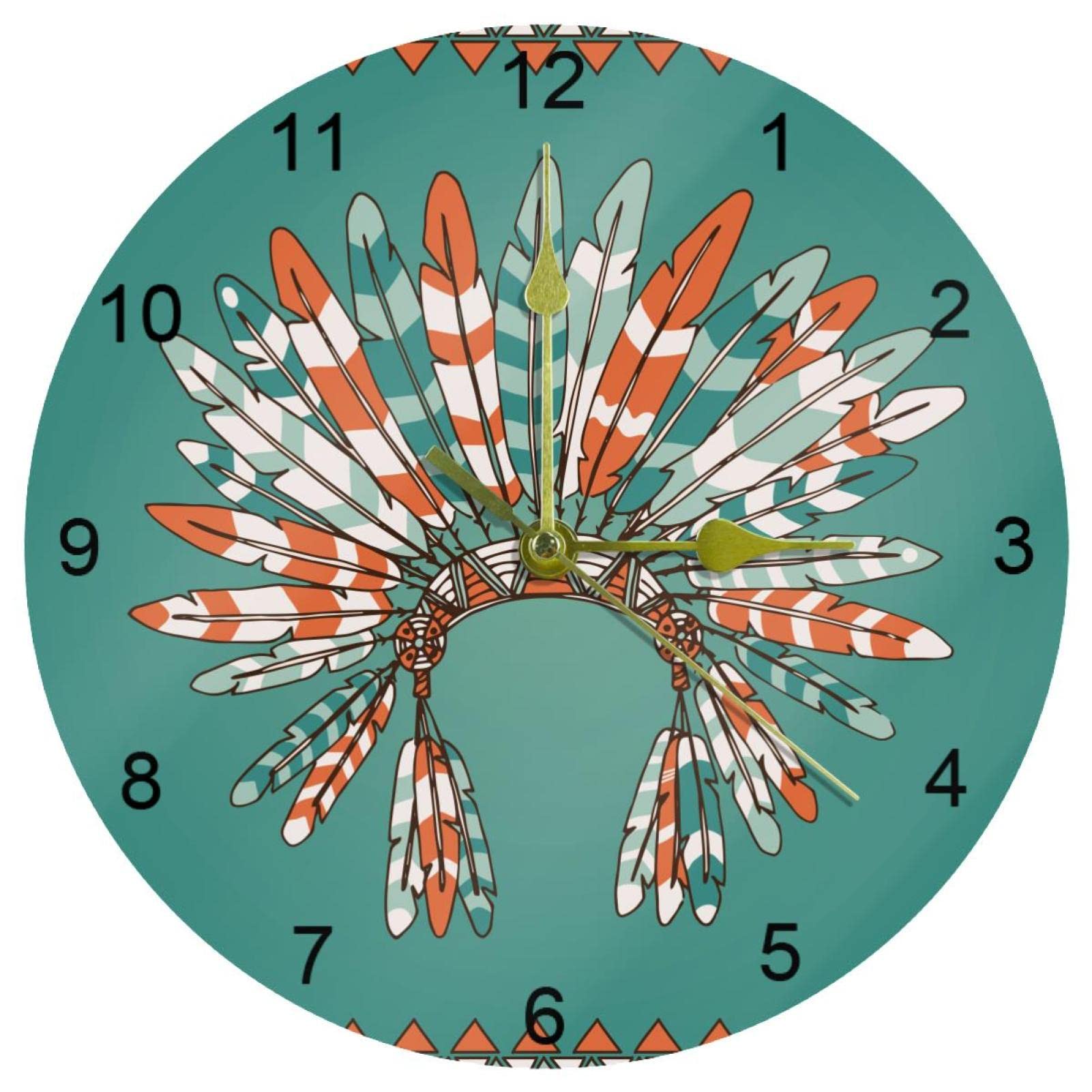 Horloge murale silencieuse plume 25 cm avec chiffres arabes pour deco cuisine