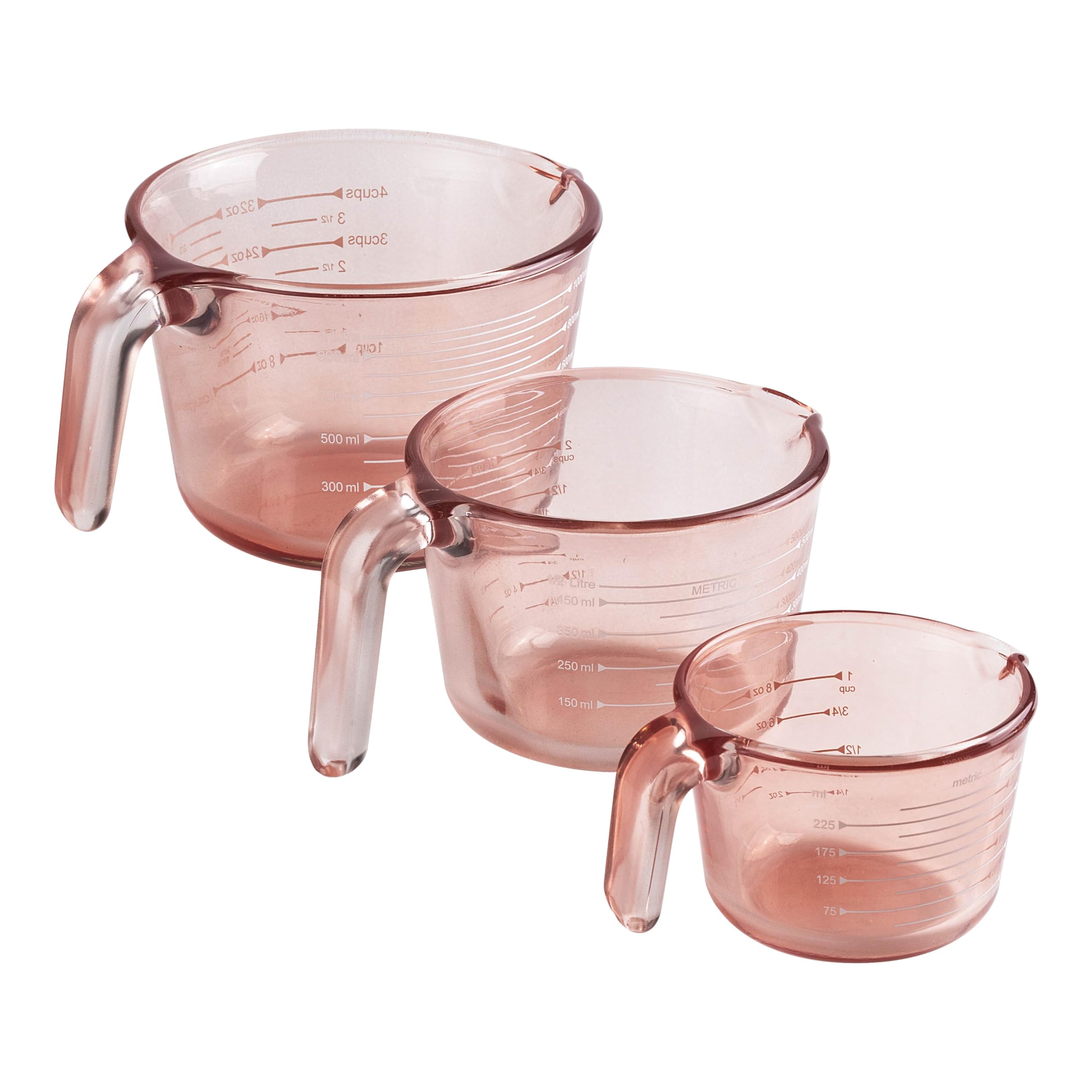 Glass Measuring Cups - Ideal for Cooking and Baking, Pink