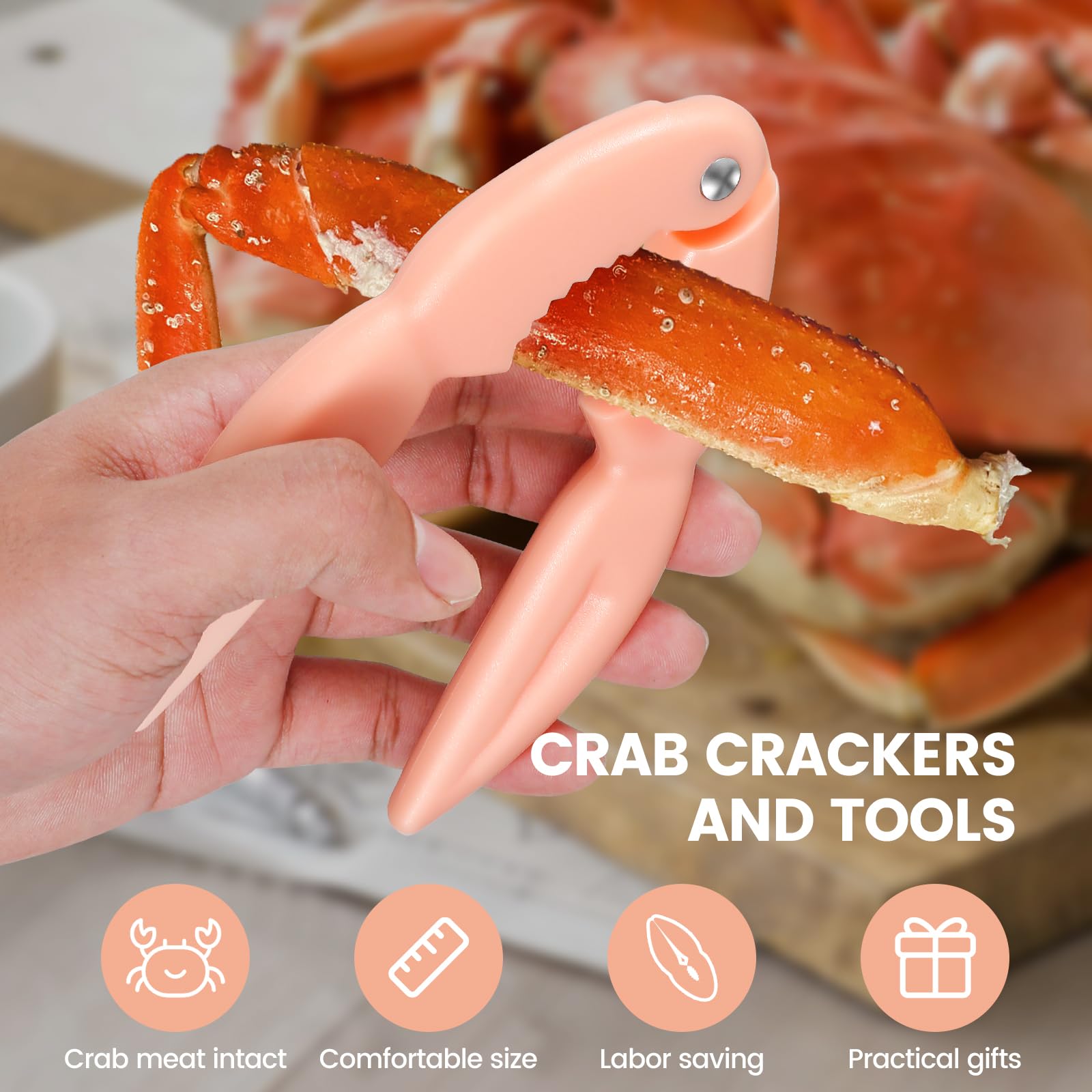 FALESOUL 4Pcs Crab Crackers and Tools, Plastic Crab Leg Crackers Tool, Efficient Lobster Crackers Portable Seafood Crackers and Tools, Crab Claw Crackers Crab Tools for Home Kitchen Parties