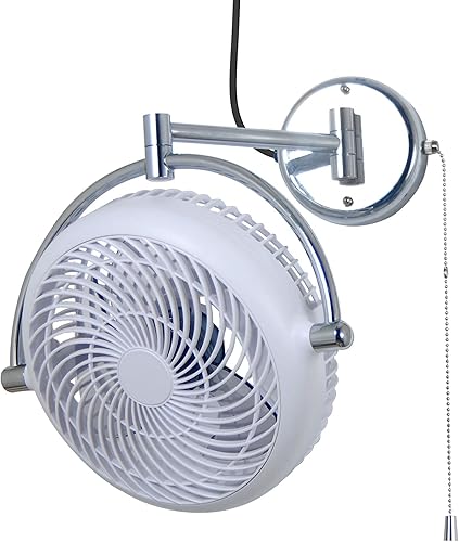 Parrot Uncle Ventiladores de montaje en pared, ventilador de techo con brazo plegable con enchufe, 10 pulgadas, blanco Parrot Uncle Ventiladores de montaje en pared, ventilador de techo con brazo plegable con enchufe, 10 pulgadas, blanco