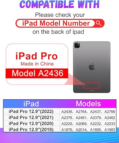 Miniatura 2 de Uppuppy Funda para Apple iPad Pro 12.9, para iPad de 12.9 pulgadas, funda para niños, lindo soporte para lápices folio, mujeres, adolescentes,