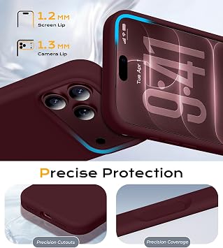 Qasyfanc for iPhone 18 Pro Case, Liquid Silicone, Burgundy