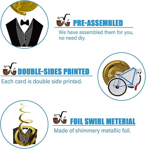 Miniatura 4 de Tifeson Decoraciones para el Día del Padre, 36 espirales colgantes de techo de aluminio para decoración de fiesta de cumpleaños del padre,