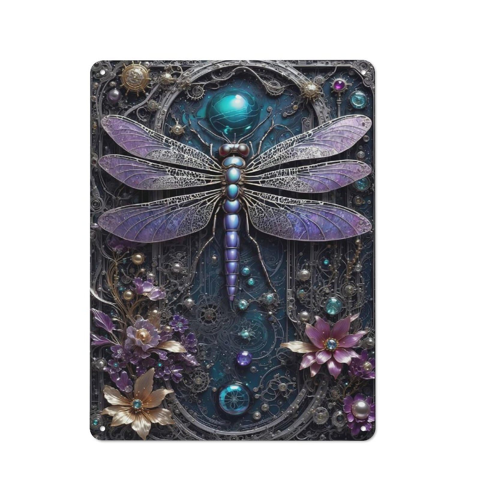 Junmoney Style-19 Cybernetic Dragonfly Industrial Metal Wall Decor 40X30cm, Tin Sign For Workshop, Basement, Shed Or Games Room
