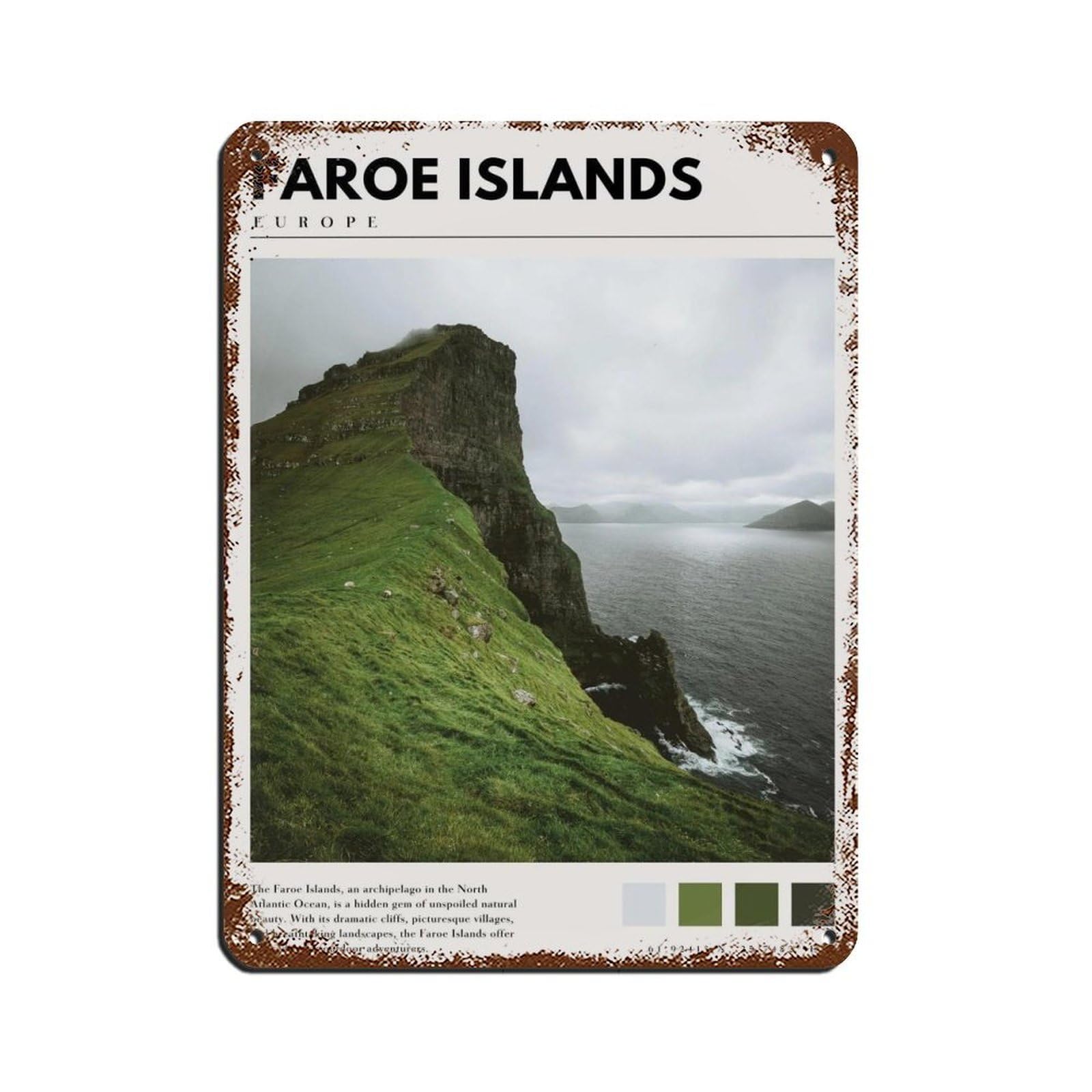 Lxwnze 30L X 40W Cm Faroe Islands Poster Faroe Islands Art Tin Sign Vintage Metal Pub Club Cafe Bar Home Wall Art Decoration Poster Retro 12X16inch(30X40cm)