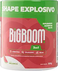 Creatina - BIGBOOM - 100% Pura 300G. A única 3 em 1 | Colágeno, BCAA + Creatina Monohidratada - para mulheres, crescimento de glúteos, crescimento muscular, aumento de energia, auxílio cognitivo e Colágeno.