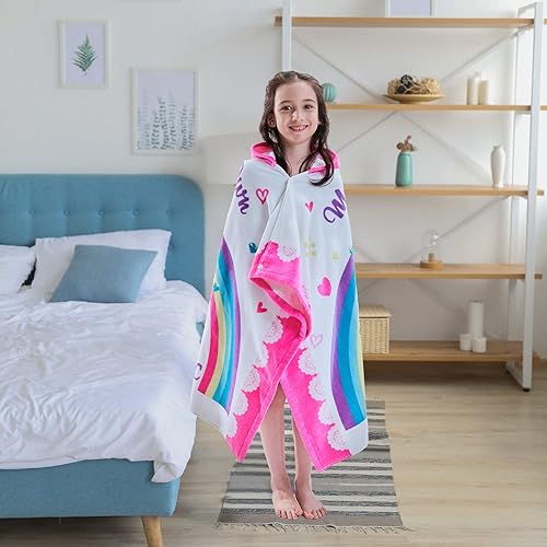 Miniatura 6 de VOOVA & MOVAS Toallas para niños con capucha de 3 a 10 años, 30 x 50 años, suaves, gruesas, 100% algodón, absorbentes, envoltura grande, para