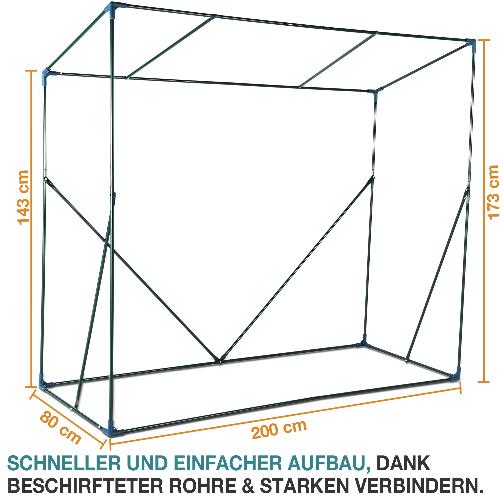 TOM Foliengewächshaus 1,6 m² – Folientunnel 140 g/m², Grün