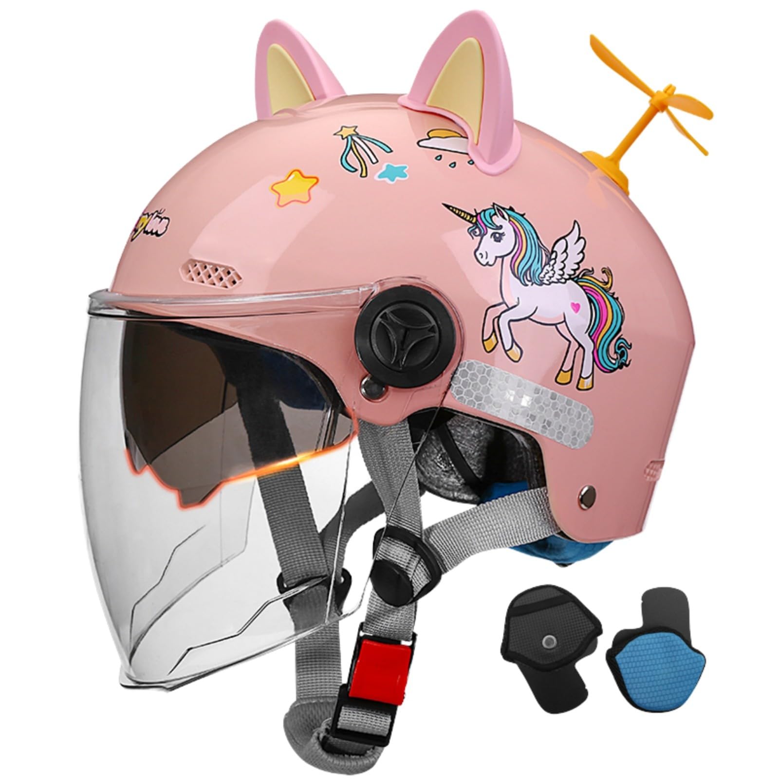 Casco Jet Per Moto Per Bambini Con Visiera Parasole, Casco Aperto Per Bambini E Bambine Dai 4 Ai 12 Anni, Casco Per Ciclomotore Per Bambini Omologato ECE 22.06