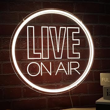 NOXTROND Neon Live On Air Light Sign, USB Powered On Air Led Light Up Sign, Dimmable Wall Decor Round On Air Streaming Neon Sign for Streamer, Gamer, Game Room, Studio Decor Warm White