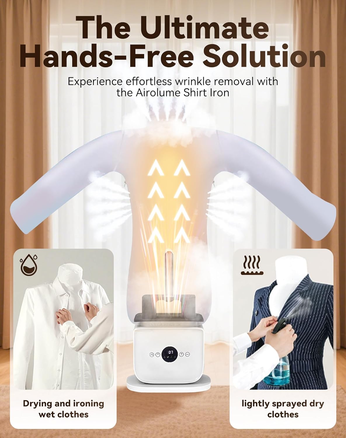 Automatic Ironing Machine, Upgraded Touched Iron Machine 3.0, Hands Free Clothes Dryer, 8 Minutes Quick Ironed Dry, Adjustable Gentle on All Fabrics for Shirts & Pants