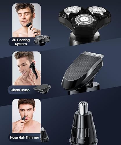 Miniatura 6 de Maquinilla de afeitar eléctrica para hombres, motor de alta velocidad de 10,000 RPM, IPX8 impermeable, carga rápida USB, carga rápida de 5 minutos y