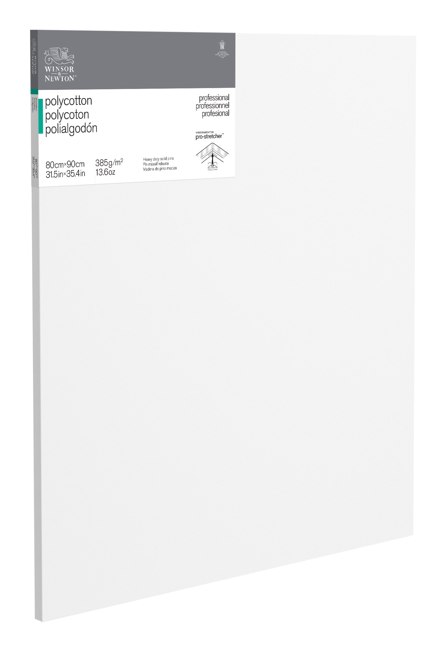 Winsor & Newton 6206043 Professional Keilrahmen aus Baumwollmischgewebe, 385 g/m², 3-fach grundiert, mittlere Körnung, ideal für die Ölfarben und Acrylfarben - 80x90cm