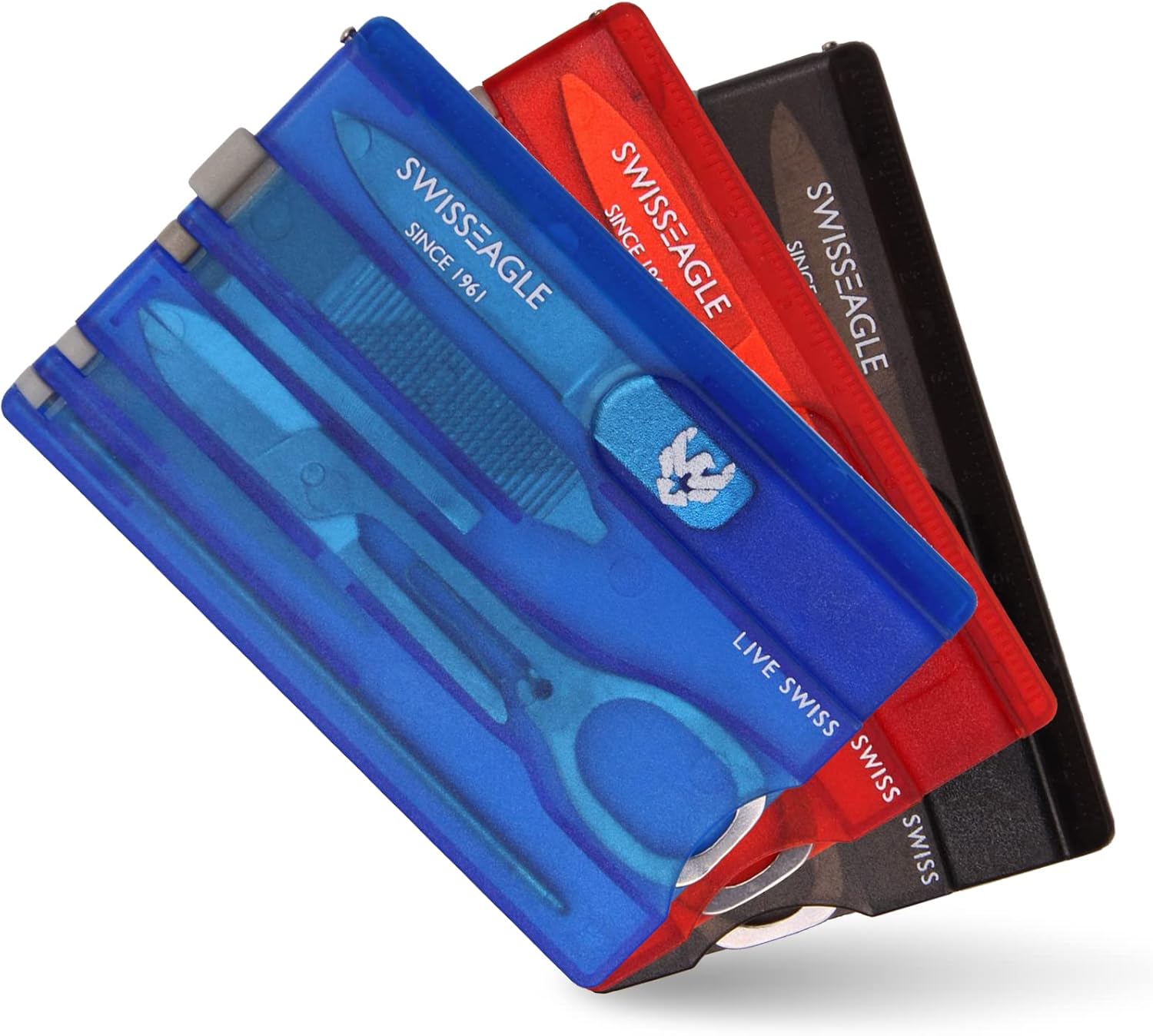 Swiss Eagle Survival Card Knife 10in1 Lite Pocket Tool Kit, 3pack