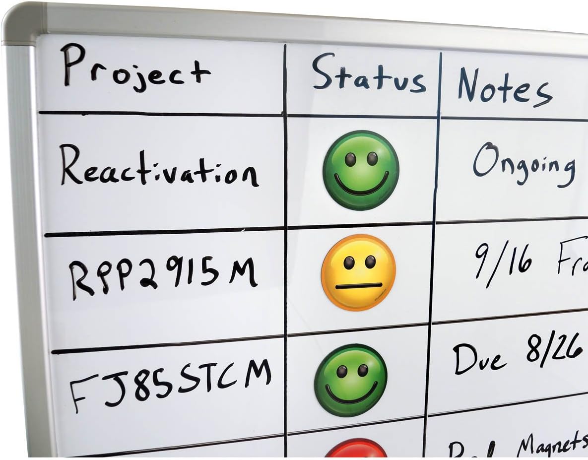 StoreSMART - 3" Mood Magnets for Status Visualization - Green Smiley - 20-Pack - FACE3-GR-20