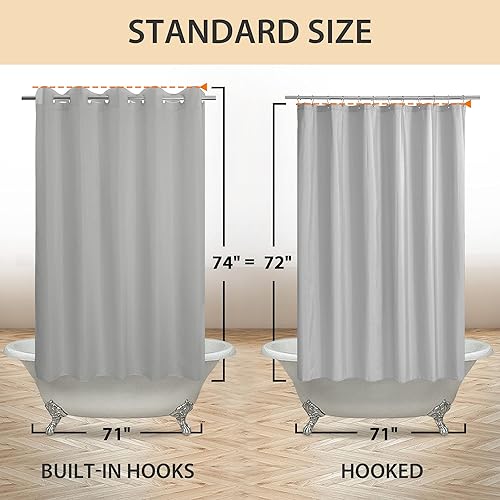 Miniatura 6 de River Dream Cortina de ducha de tela de hotel sin gancho, microfibra suave e impermeable, cortina de ducha de tela o forro, lavable e imanes