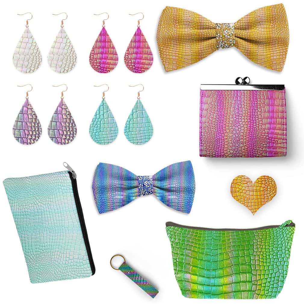 HYANG Rollo de piel sintética holográfica iridiscente con textura de cocodrilo azul oscuro, 30,5 x 134,6 cm, muy adecuado para hacer manualidades, aretes de cuero, decoración de vacaciones, diferentes