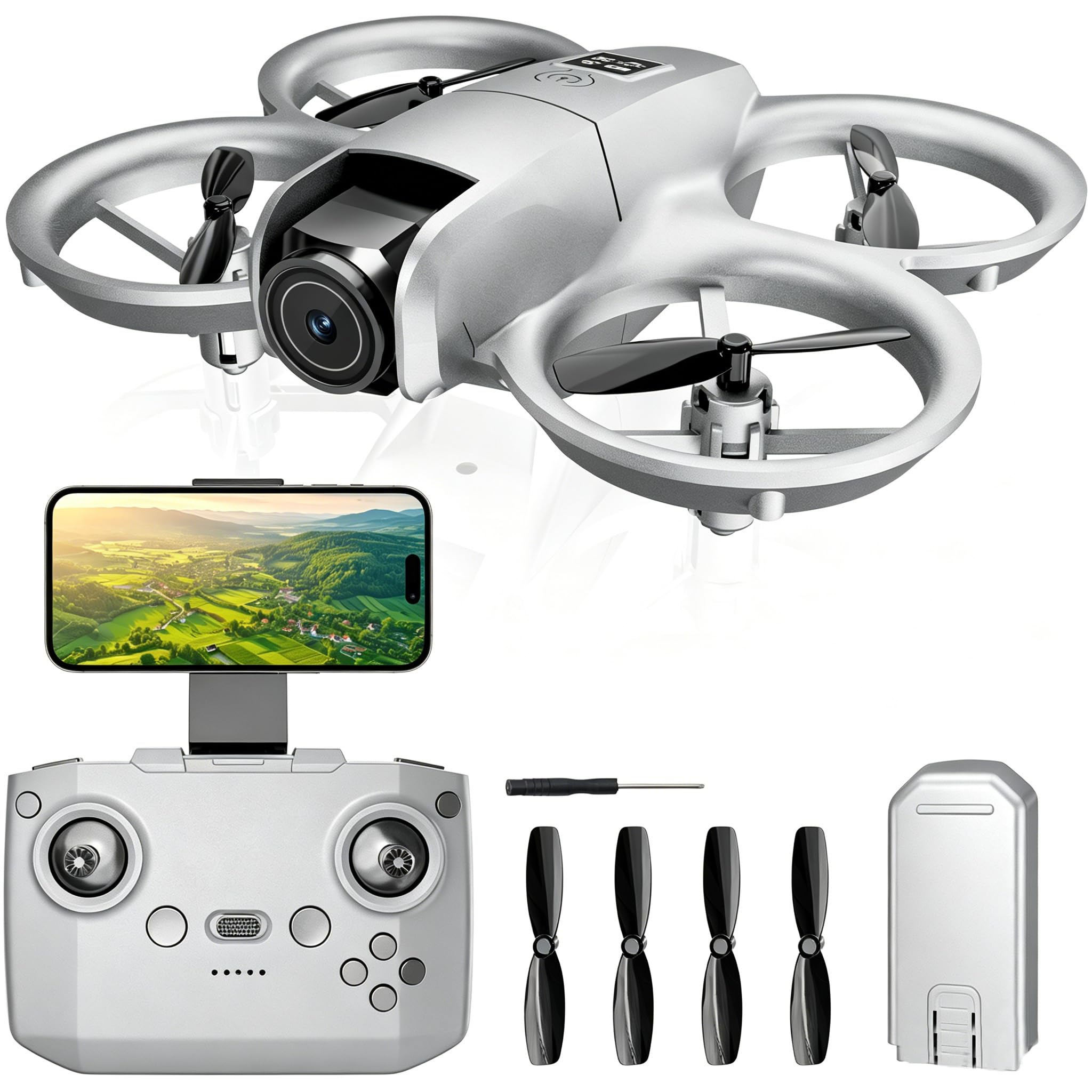 Photo 1 of TURSICA Drone with 1080HD Camera, Silver Gray