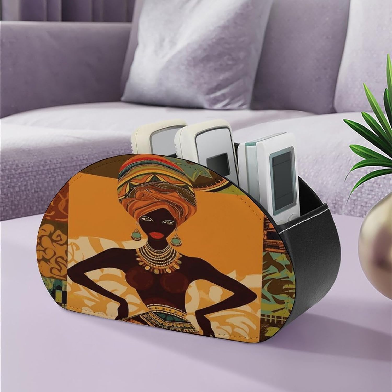 Personalized PU Leather Remote Control Holder with 5 Compartments image 5