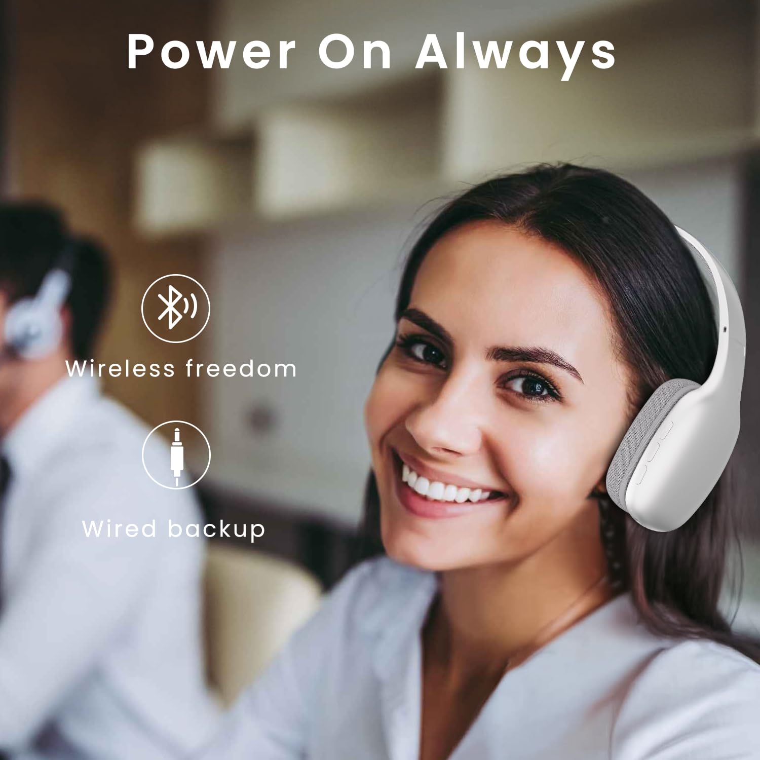 CIRICO BaseTone Wireless Over-Ear Headphones, Bluetooth 5.3, 20H Playtime, Deep Bass, Foldable Lightweight Design for Travel, Home Office, Cellphone/PC, Sliver 4