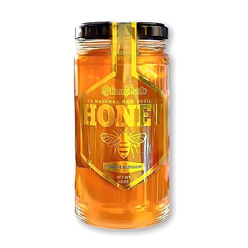 HoneyPlusCo | Miel 100% natural sin filtrar - Azahar (16 onzas)