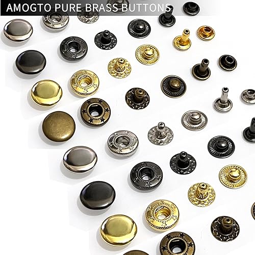 Miniatura 4 de Kit de remaches de cuero de 0.492 in, 6 x 6 8 x 8 remaches de latón de doble tapa con herramientas para reparación de cuero y manualidades, juego de