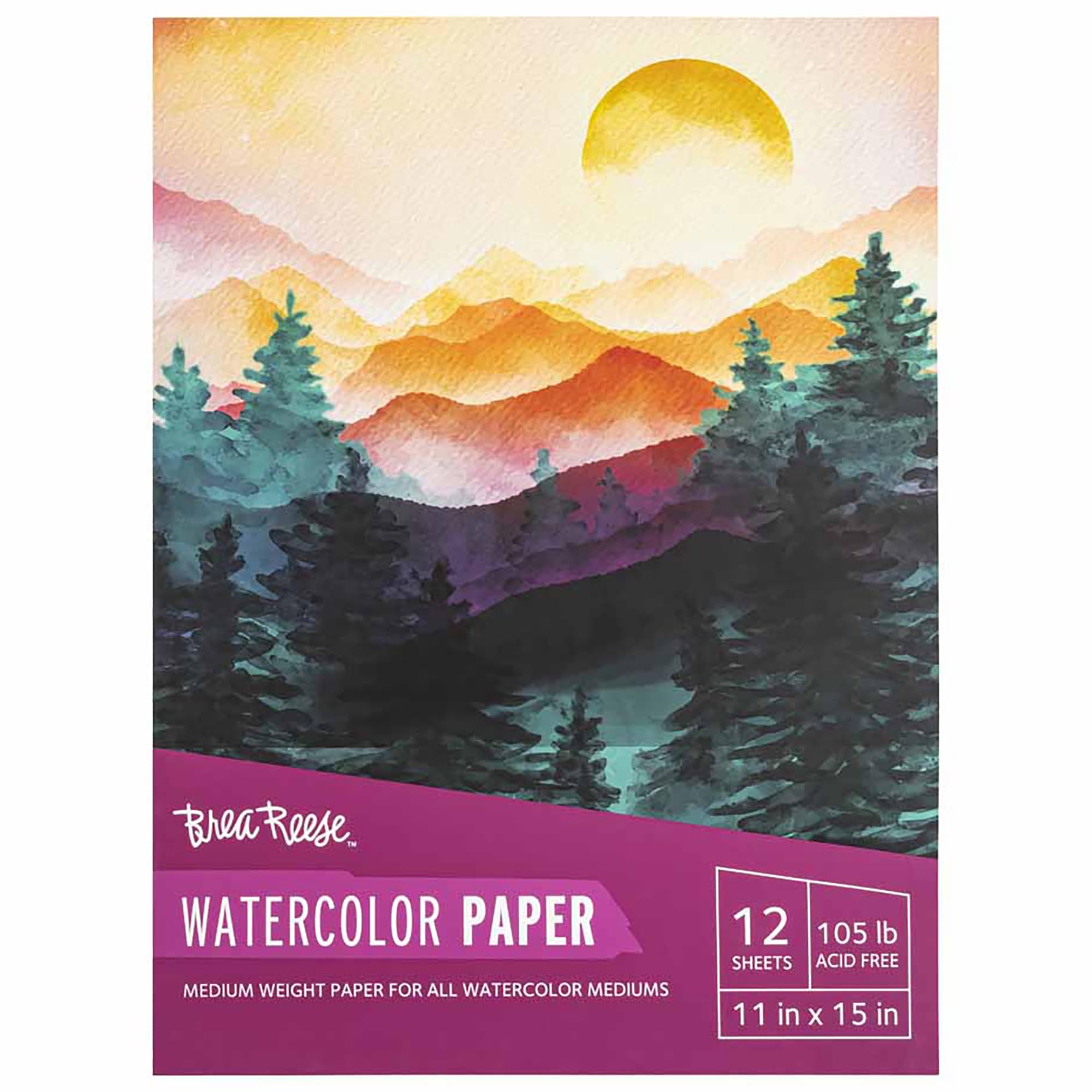 Brea Reese: Watercolor Paper Pad 50 Sheets - 11x15-105lb, Acid-Free, Durable & Glue-Bound, Perfect for Watercolor Painting, Adult Art Supplies