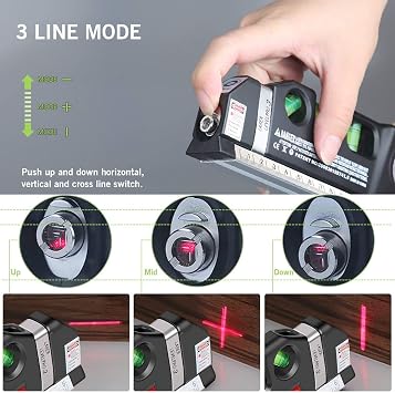 MICMI Laser level, Multipurpose Laser Tape Measure Line 8ft+ Tape Measure Ruler Adjusted Standard and Metric Rulers