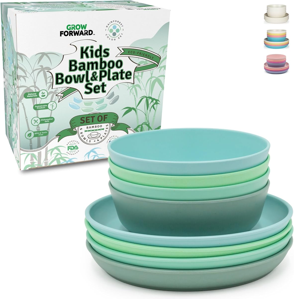 Bamboo Kids Plates and Bowls Set (8-Piece)
