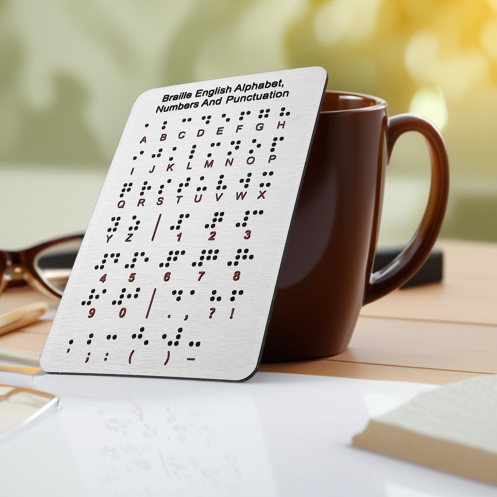 Tablero de Práctica de Braille y Números de Acero Inoxidable con Puntos en Relieve Diseño para Principiantes para Niños Ciegos Adecuado para Educación en Aula
